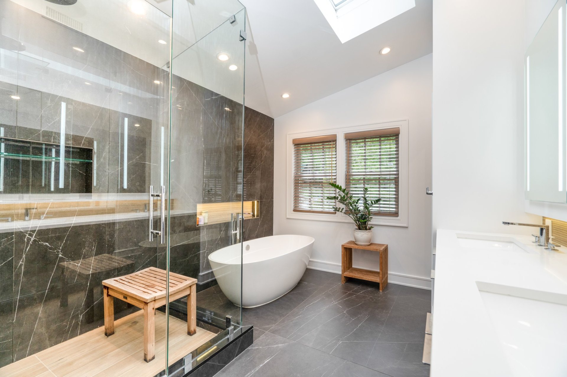 Spa-inspired primary bath with soaking tub